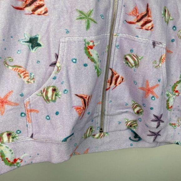 Hill House The Allie Zip Up Hoodie Cotton Jacket Sea Creatures Terry Purple M - Picture 5 of 9